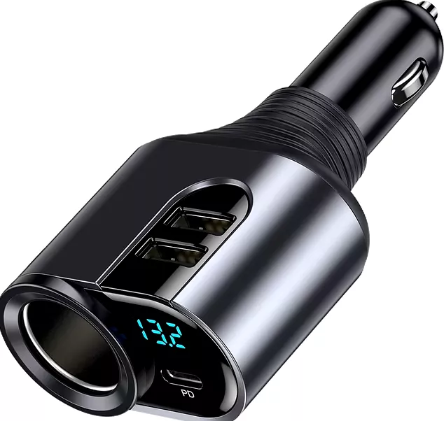 Разветвитель прикуривателя C30 с индикатором напряжения + 2 порта USB + Type C